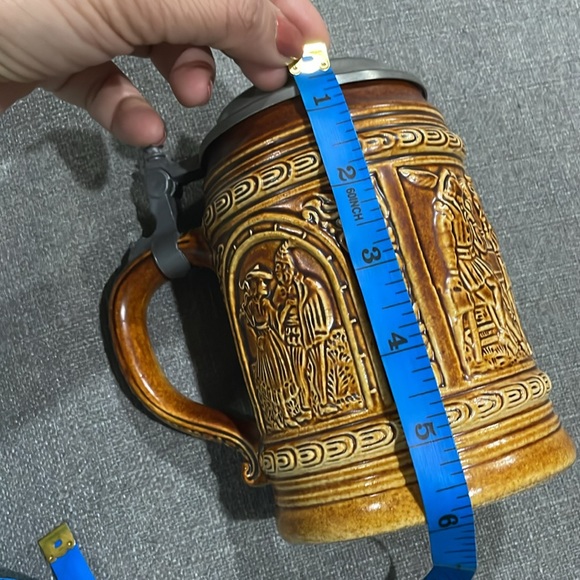 Vintage Beer Stein with Pewter Lid and Scene People drinking and dancing - Picture 14 of 15